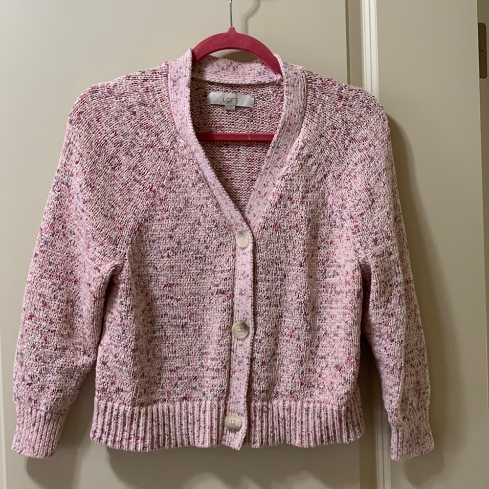 LOFT 2 pc Pink Speckled Sweater & Tank Top Set